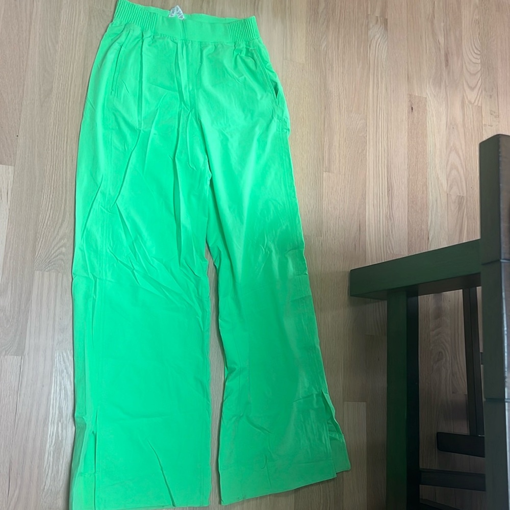 Neon green lululemon swift wide leg with slit on both sides